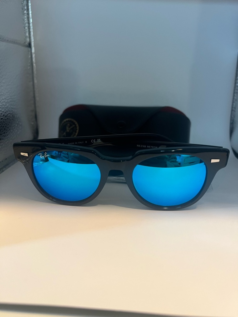 Ray Ban B&L METEOR (RB2168-901/52 50) Black with Blue Polar Mirror Lens